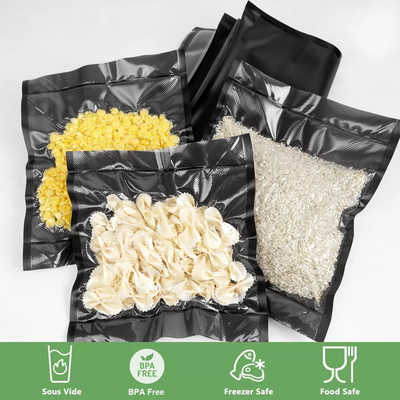 Rolki do pakowania próżniowego klasy spożywczej Czarne / przezroczyste rolki do przechowywania próżniowego Ziplock